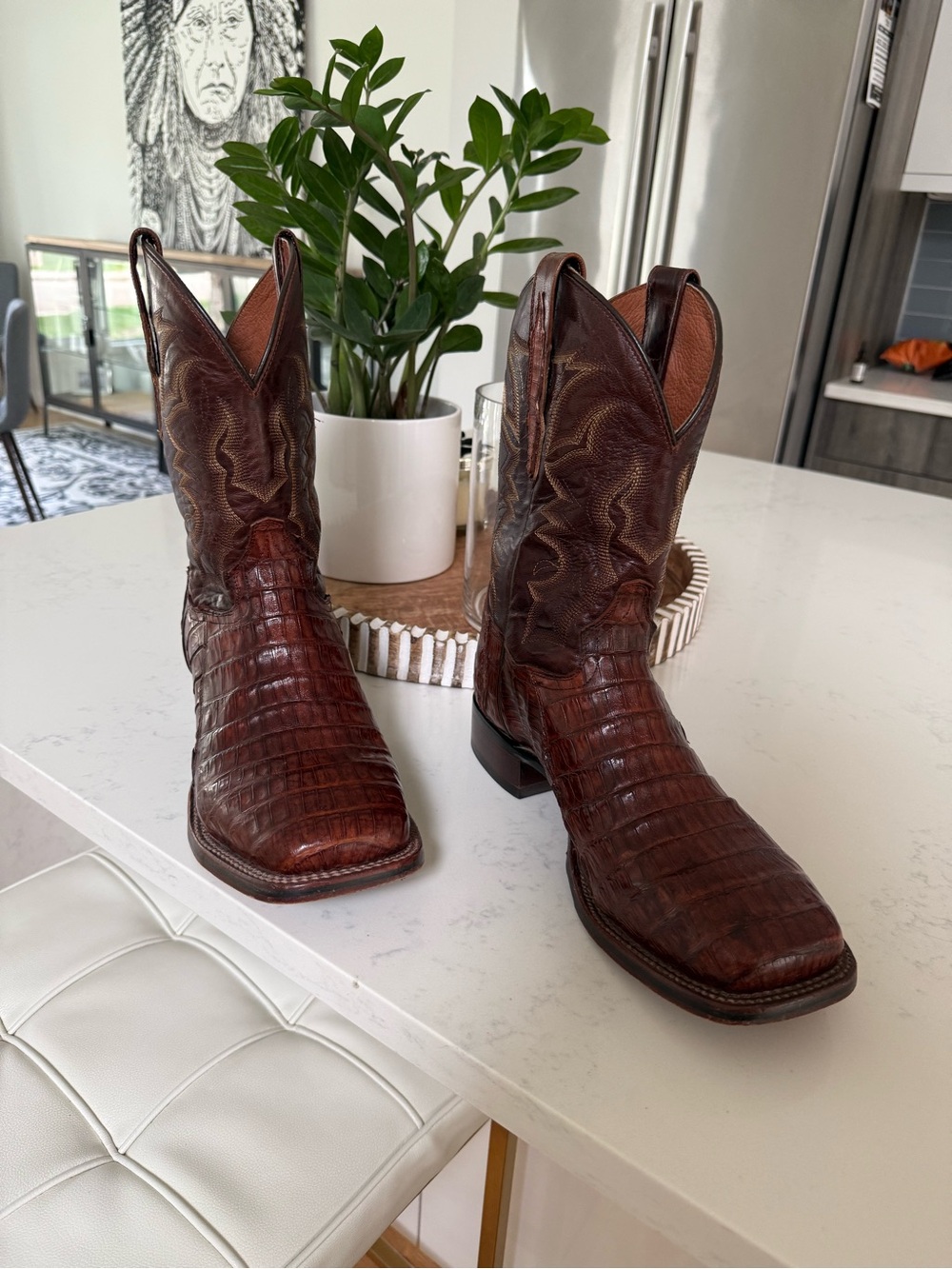Dan Post Brown Caiman leather men’s 11.5 EW Western Cowboy Boots